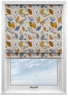 Forest Leaves, Tangerine - Roman Blind